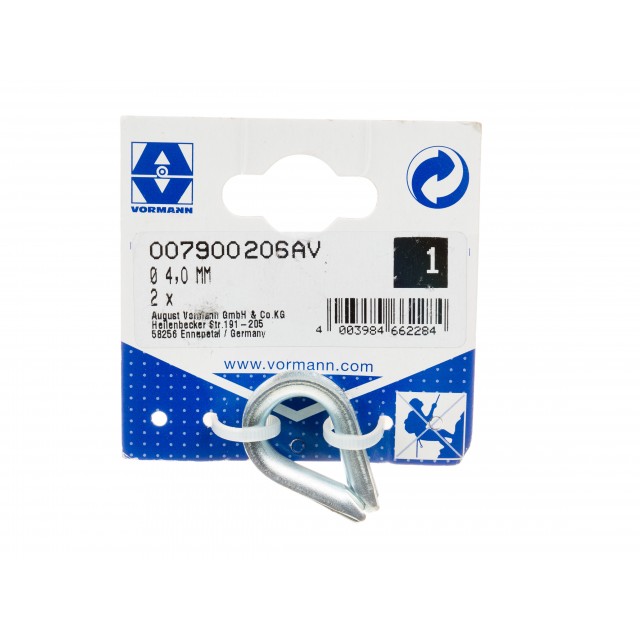 Коуш-скоба с ухо за въже Vormann ф4 мм 21.5 х 13 мм / 2бр. / | цена за 1бр