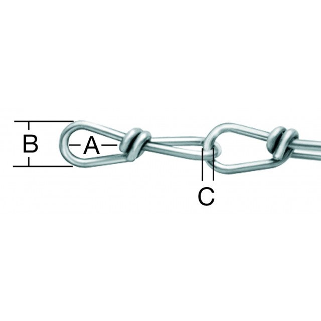 Поцинкована стоманена верига "възел" ф1.6 Vormann звено 23 x 7 мм / якост 110 кг / | цена за 1линм