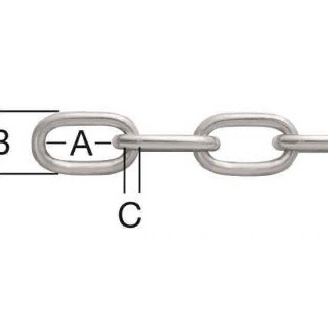 Поцинкована стоманена верига "форма А" ф3.0 Vormann звено 16 x 11.4 мм / якост 360 кг / | цена за 1линм