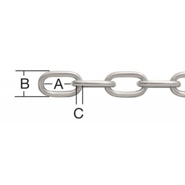 Поцинкована стоманена верига "форма А" ф4.0 Vormann звено 19 x 15.2 мм / якост 800 кг / | цена за 1линм