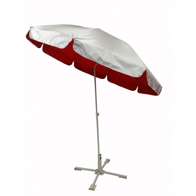 Плажен чадър WUB12 с алуминиево покритие отвън и чупещо се рамо, Червен, ø220 см | цена за 1бр