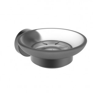 Стъклена сапунерка Makena Round, Черен мат | цена за 1бр