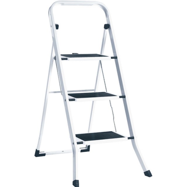 Стълба домакинска 3 стъпала метална бяла | цена за 1бр