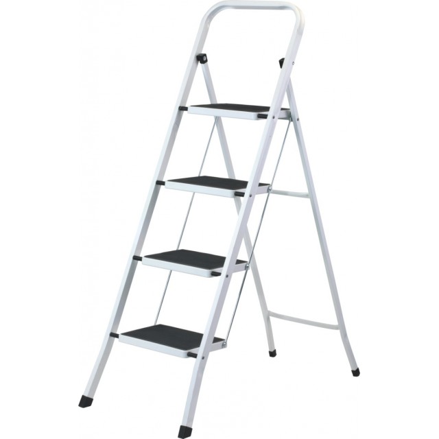 Стълба домакинска 4 стъпала метална бяла | цена за 1бр