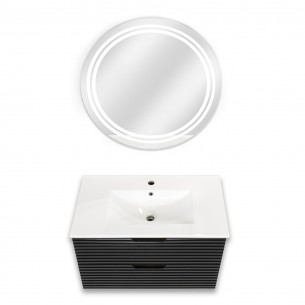 Комплект долен шкаф с мивка и  LED огледало за баня Maken Каприция | цена за 1бр