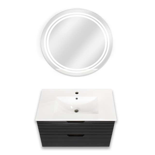 Комплект долен шкаф с мивка и  LED огледало за баня Maken Каприция | цена за 1бр