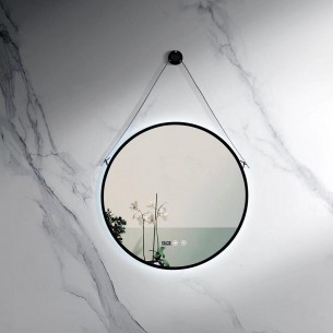 Led Огледало за баня 60/60см черна рамка, часовник LED602 | цена за 1бр