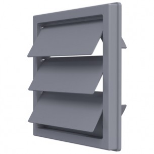 Изходна решетка 150х150мм с жалюзи и фланец ф125, ASA plastic, Сив, 1515K12.5F | цена за 1бр