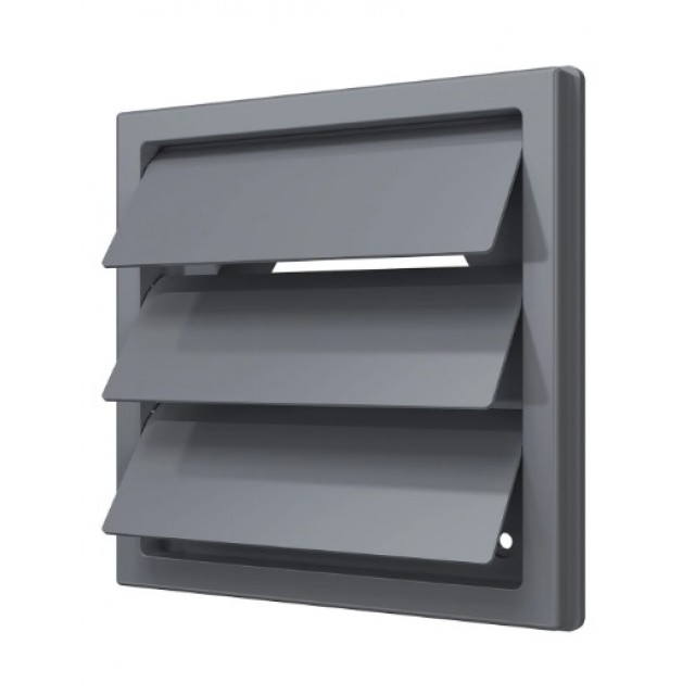Изходна решетка 150х150 с жалюзи и фланец ф100,ASA plastic,сива 1515K10F grey | цена за 1бр