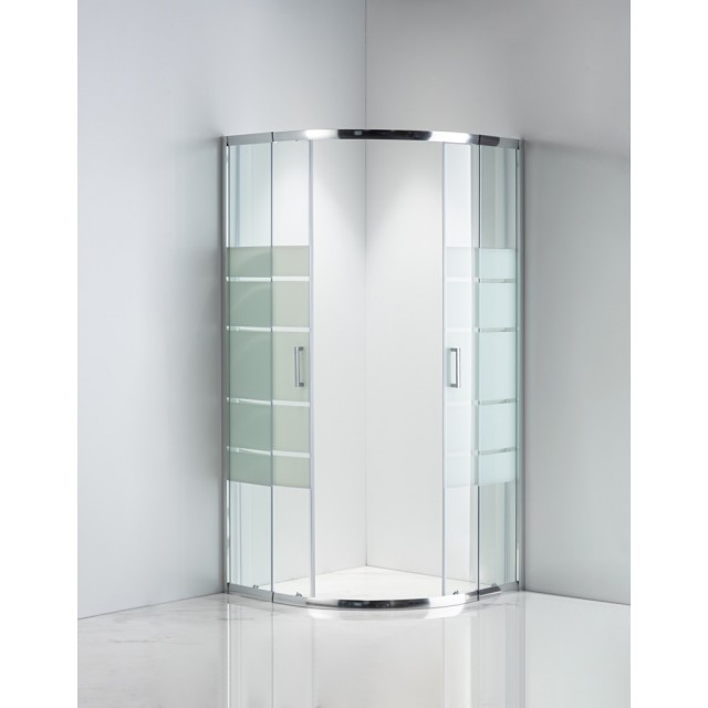 Овална душ кабина с плъзгащи врати бели ленти Cascada 85-90x85-90 | цена за 1бр