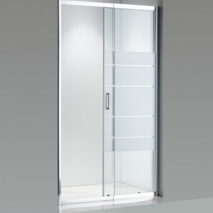 Стъклен параван за баня с плъзгаща врата Cascada 100-110 см, Бели ленти | цена за 1бр