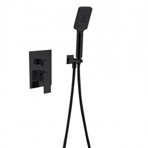 Душ комплект за вграждане Cascada ZS-C2010A Black с квадратна душ глава и слушалка | цена за 1бр