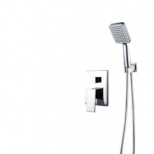 Душ комплект за вграждане Cascada ZS-C3003A с квадратна душ глава, слушалка и месингов чучур, Хром | цена за 1бр