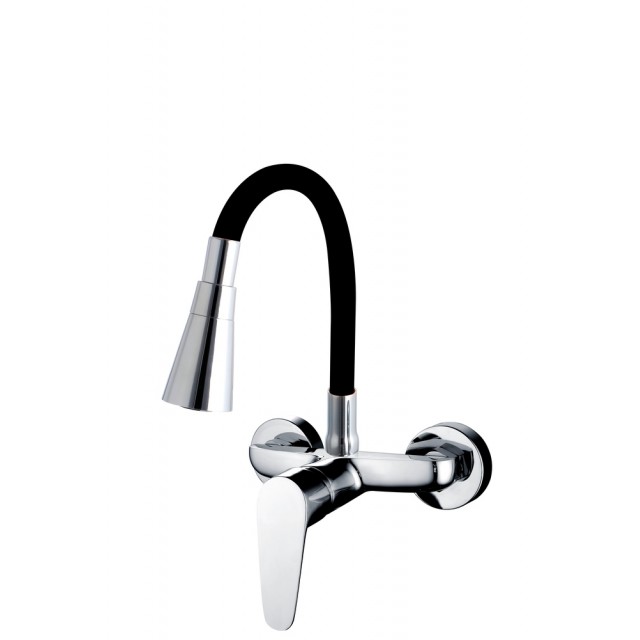 Месингов стенен смесител Cascada Flexible Black с гъвкаво тяло  | цена за 1бр