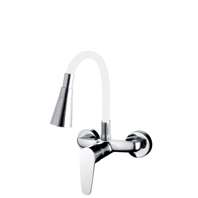 Месингов стенен смесител Cascada Flexible White с гъвкаво тяло | цена за 1бр