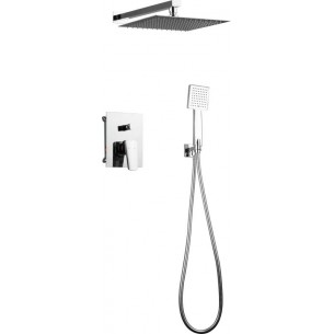 Душ комплект за вграждане Makena с квадратна душ глава и слушалка, Хром | цена за 1бр
