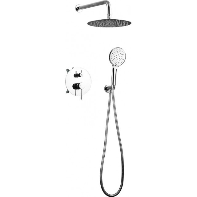 Душ комплект за вграждане Makena с кръгла душ глава и слушалка, Хром | цена за 1бр