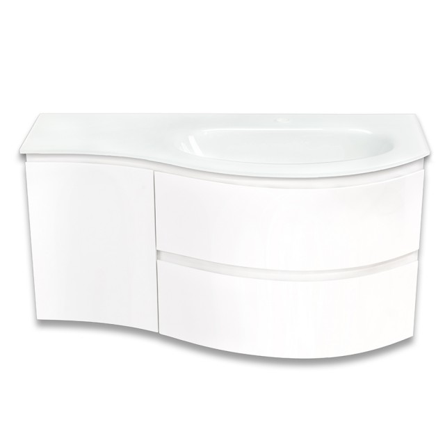 Долен шкаф за баня Makena със стъклена мивка, Бял | цена за 1бр