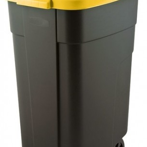 Контейнер за отпадъци с колела Curver 110л., черен с жълт капак, 56 x 52 x 88 см | цена за 1бр