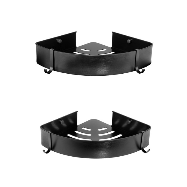 Двойна ъглова стенна етажерка за баня Makena BL-M, Черен, 24.5 х 7.5 х 43 см | цена за 1бр