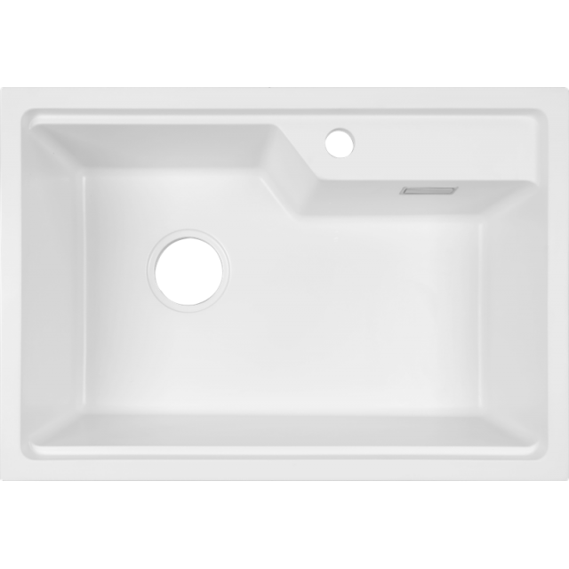 Кухненска мивка с едно корито Cascada, Гранит, 65 х 45 х 21 см, Бял | цена за 1бр