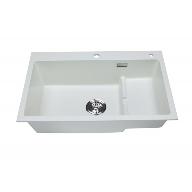 Кухненска мивка с помощно корито Cascada, Гранит, 80/49/22, Бял | цена за 1бр