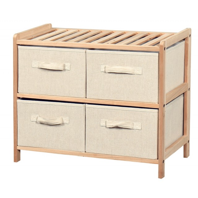 Шкаф с четири чекмеджета, бор и текстил | цена за 1бр