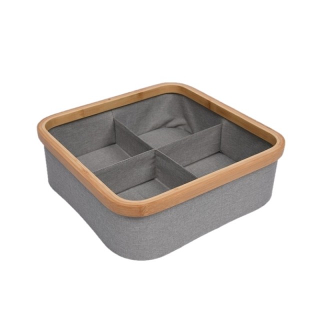 Бамбуков органайзер с контейнери за съхранение, 30 x 30 x 9.5 см | цена за 1бр