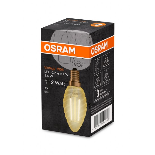 LED крушка OSRAM VINTAGE CBW12 1,5W, 120lm, 2400K, E14 | цена за 1бр
