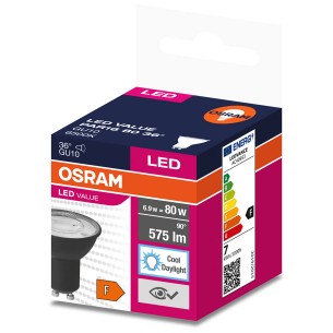 LED крушка с черно тяло OSRAM PAR16 6,9W 36°, 550lm, 4000K, GU10 | цена за 1бр