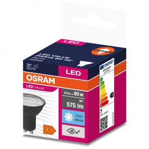 LED крушка с черно тяло OSRAM PAR16 6,9W 36°, 550lm, 6500K, GU10 | цена за 1бр