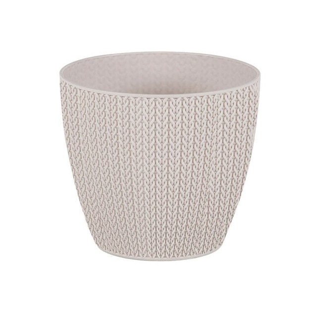 Саксия Knitting, ф 17.3 см, Бял | цена за 1бр