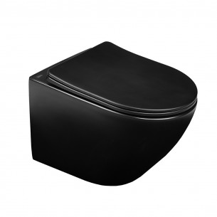 Конзолна тоалетна чиния Cascada овал със скрито присъединяване, Черен мат | цена за 1бр Конзолна тоалетна чиния Cascada овал със скрито присъединяване, Черен мат | цена за 1бр