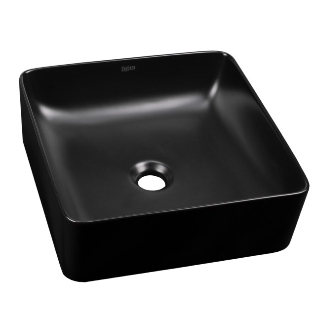 Порцеланова мивка Cascada WB18 с квадратна форма, Черен мат, 36 х 36 х 13 см | цена за 1бр