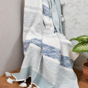Ръчно тъкано одеяло FHF-TH-2024-18, 100% памук, 130 х 170 см | цена за 1бр Ръчно тъкано одеяло FHF-TH-2024-18, 100% памук, 130 х 170 см | цена за 1бр