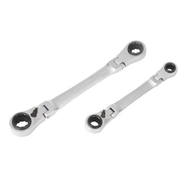 Комплект от 2 бр звездогаечни ключове с тресчотка TACTIX,  8-19 мм | цена за 1бр