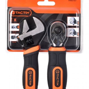 Комплект френски ключ и тресчотка TACTIX | цена за 1бр