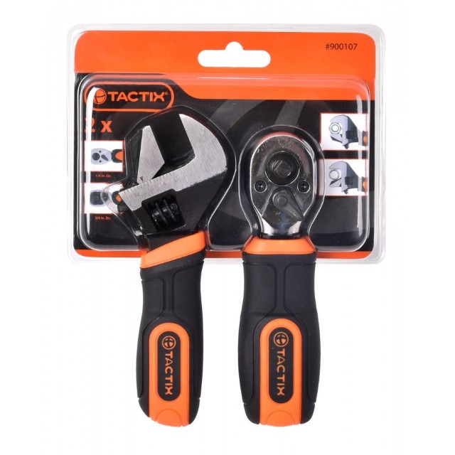 Комплект френски ключ и тресчотка TACTIX | цена за 1бр