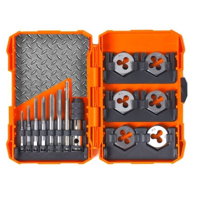 Комплект метчици и плашки TACTIX, М3 - М8, 13 части | цена за 1бр