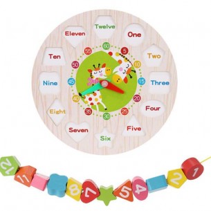 Дървена играчка часовник