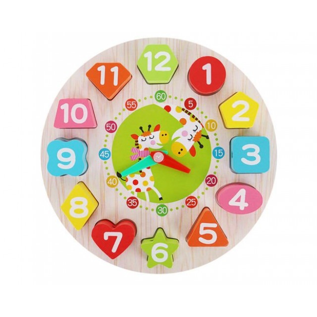 Дървена играчка часовник Дървена играчка часовник
