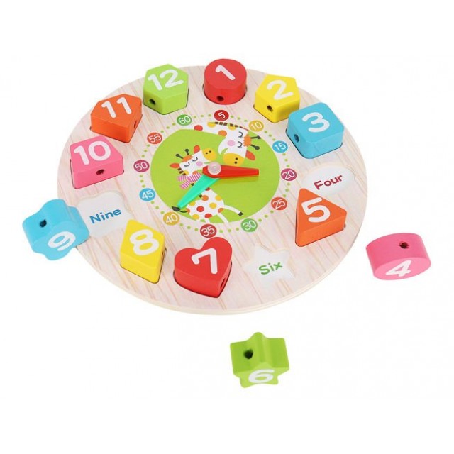 Дървена играчка часовник Дървена играчка часовник