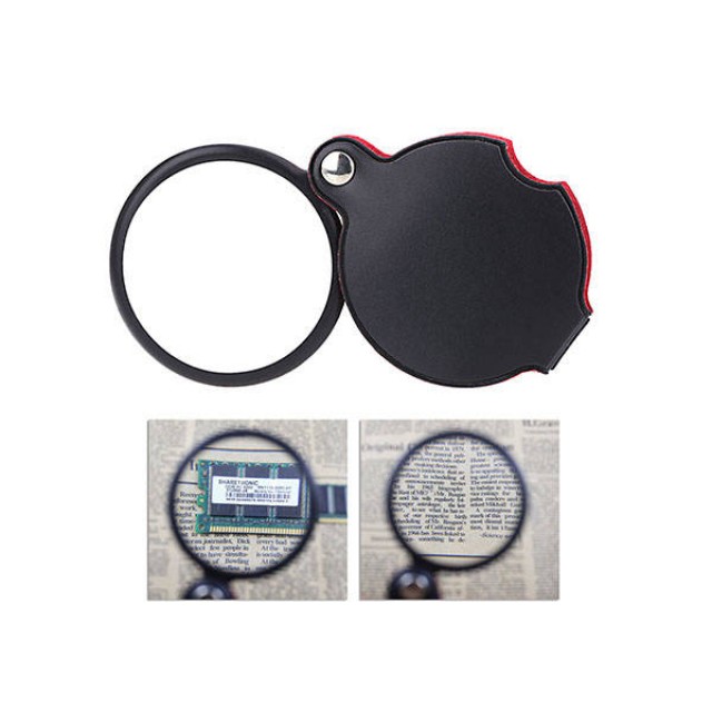 Сгъваема лупа джоб джоб малък 6x калъф 60