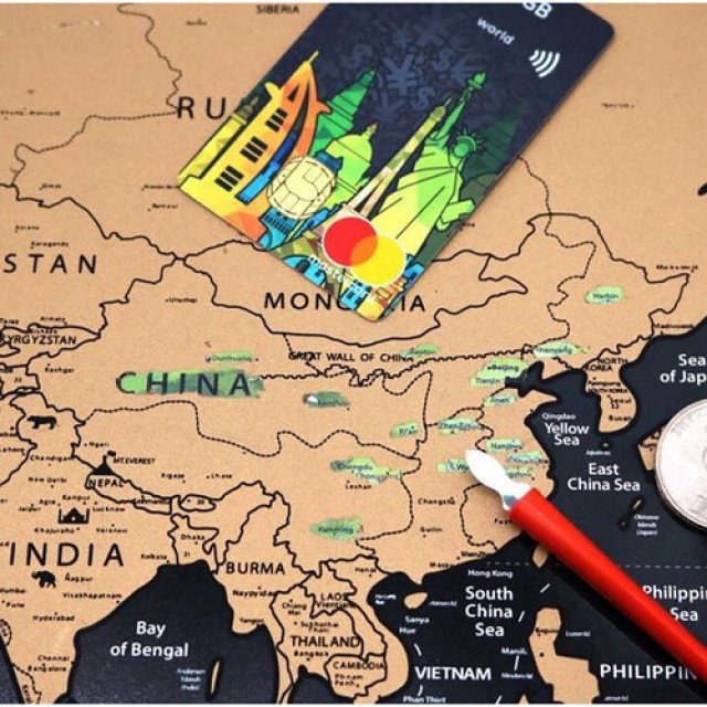 Карта на света - скреч карта със знамена + аксесоари 23442