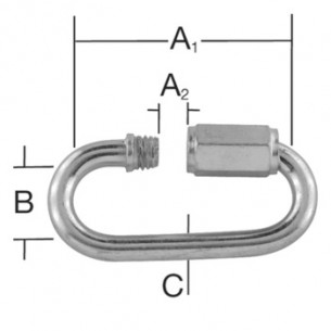Стоманена карабина с дълга гайка Vormann 38 х 13 х 5.0 мм / просвет 6.5 мм /  2 бр. | цена за 1бр