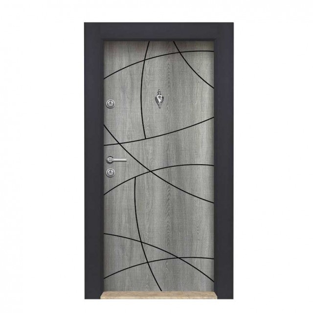 Входна врата Паркдор Star 03R, Сиво меше, Дясна, 90 x 200 см