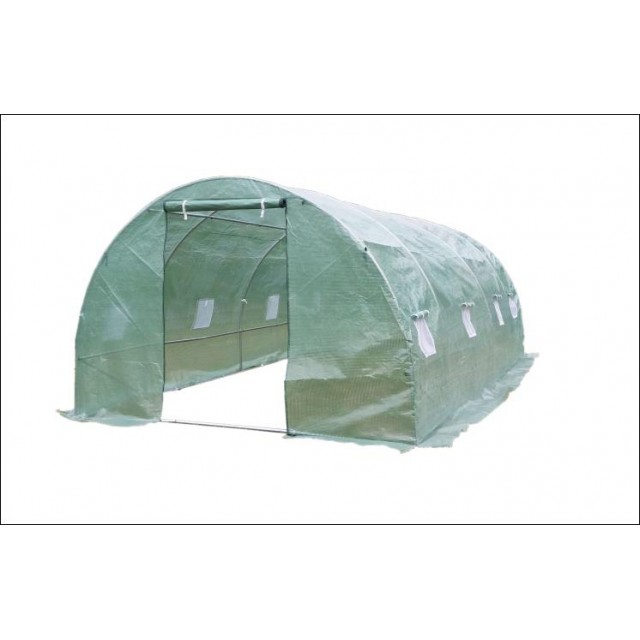 Оранжерия 8х3х2м с 16 прозореца и 2 врати зелен UV защита