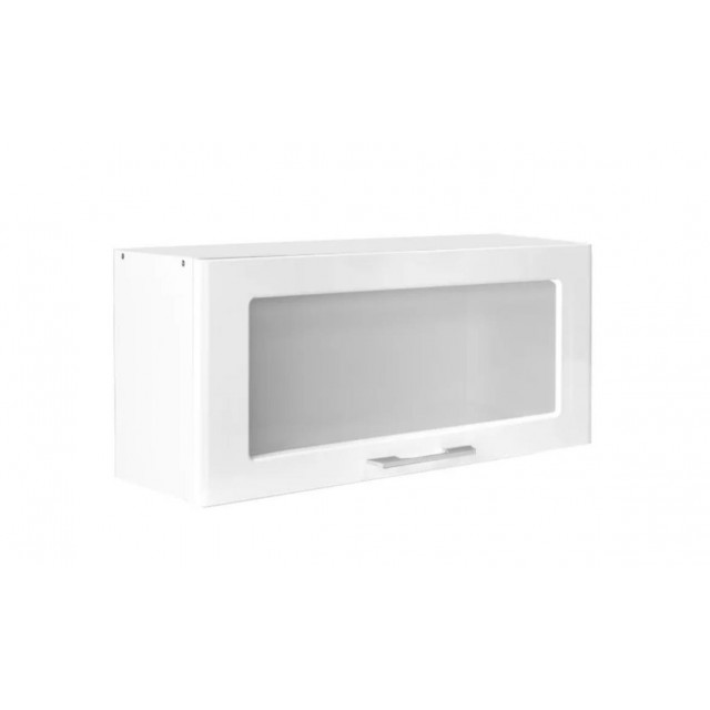 Нисък кухненски шкаф с витрина, VH80/36SB Бял гланц