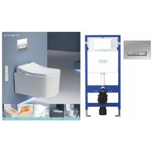 Смарт конзолна тоалетна със седалка Smart Fusion Cascada със структура за вграждане с бутон | цена за 1бр