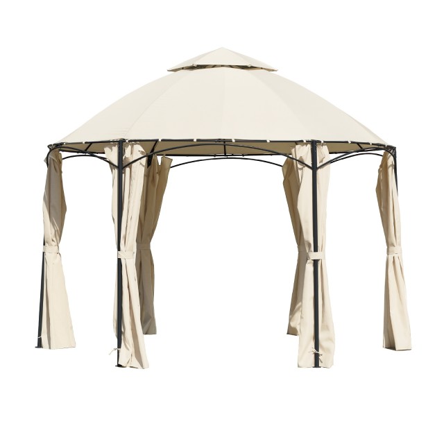 Градински шестоъгълен павилион, диам:3,5м с двоен покрив и страници, TLC135